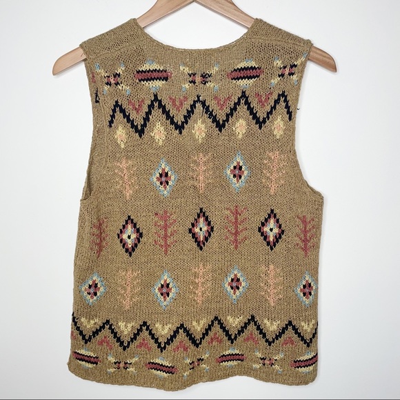 Portraits by NORTHERN ISLES Vintage Navajo Aztec Knit Button Sweater Vest M - Picture 4 of 10